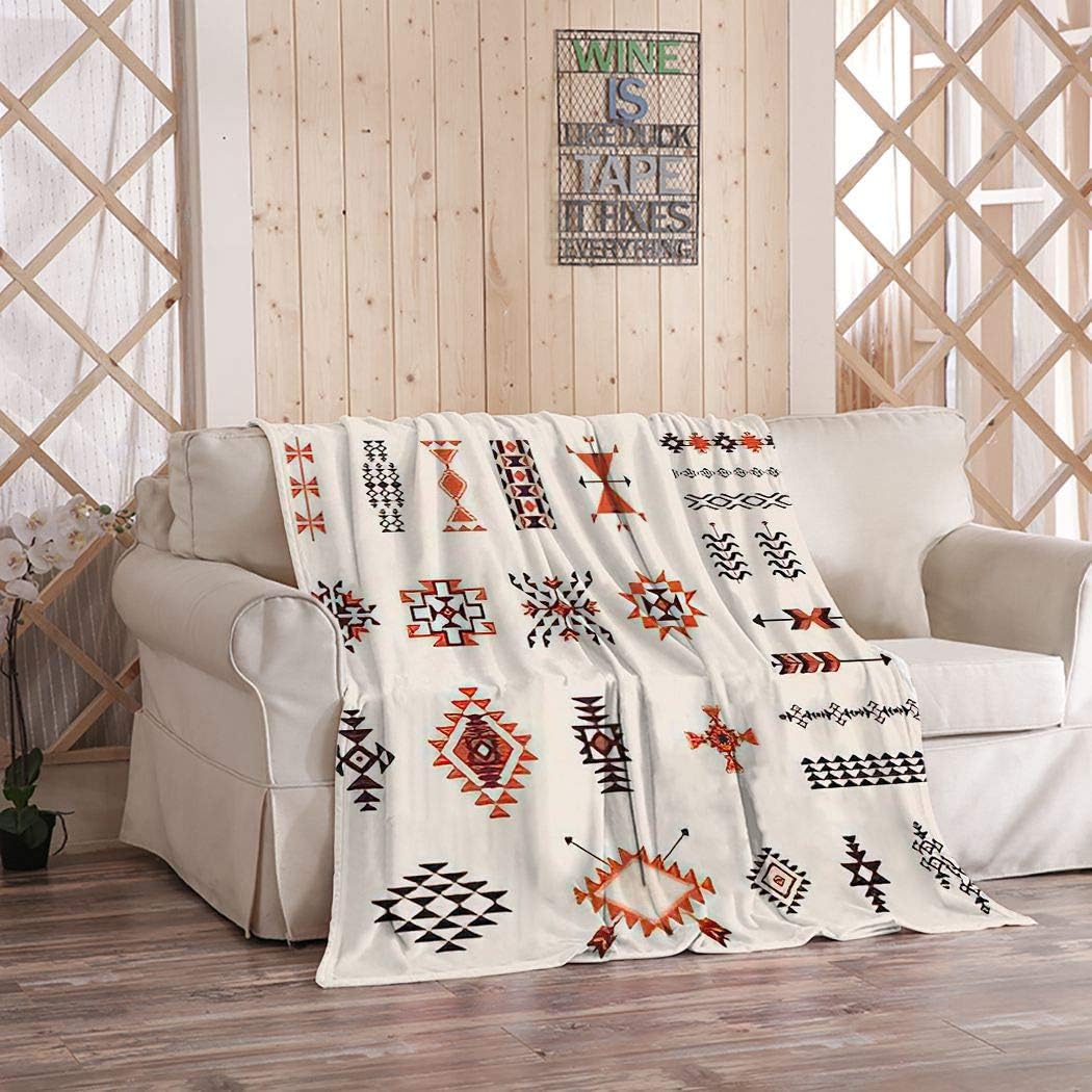 MOOTFAY Native American Throw Blanket, Navajo Aztec Ethnic Tribal Arrow Geometric