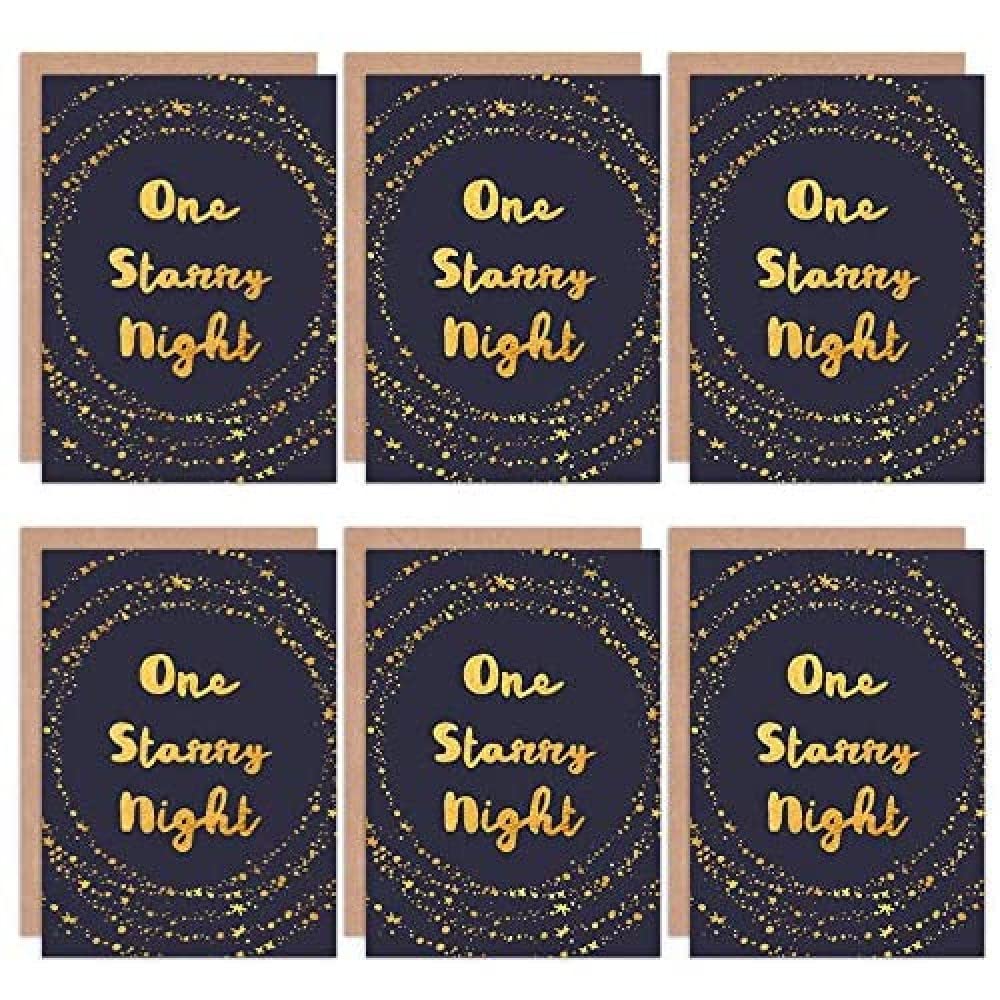 Wee Blue Coo Christmas Cards x6 Starry Night stars Traditional Set Xmas Cards