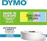 Dymo Authentic LabelWriter Address Labels 28mm x 89mm 4 Rolls Assorted Colours
