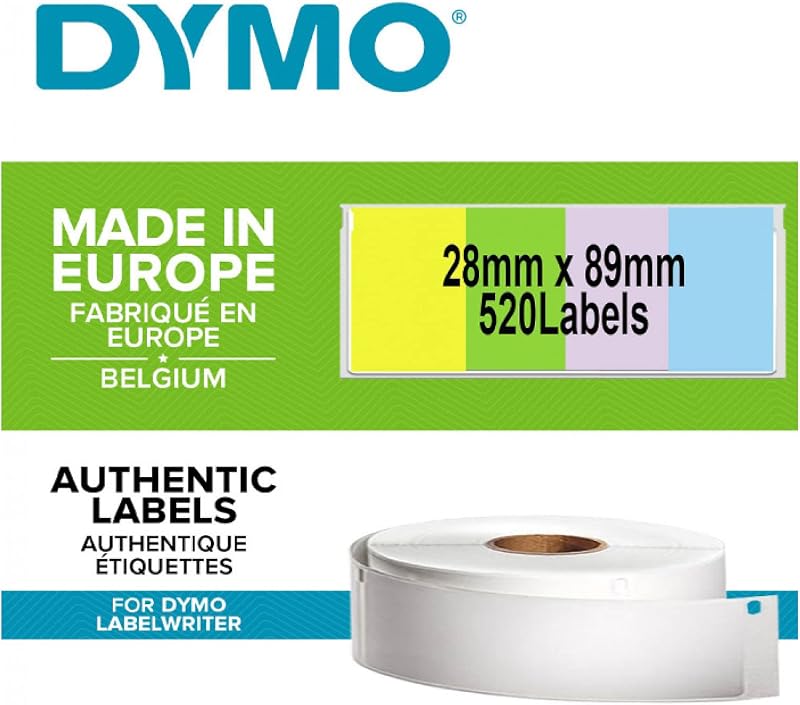 Dymo Authentic LabelWriter Address Labels 28mm x 89mm 4 Rolls Assorted Colours