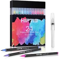 HIPTIS Watercolor Brush Pens, 24 Colors Painting Pens with Flexible Brush Tips Paint Markers for Coloring Drawing with…