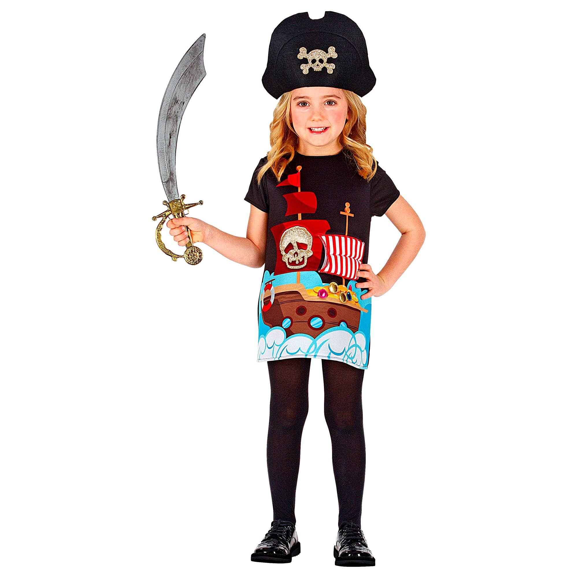 Widmann 01250 Children's Pirate Captain Costume for Girls Black 98 cm