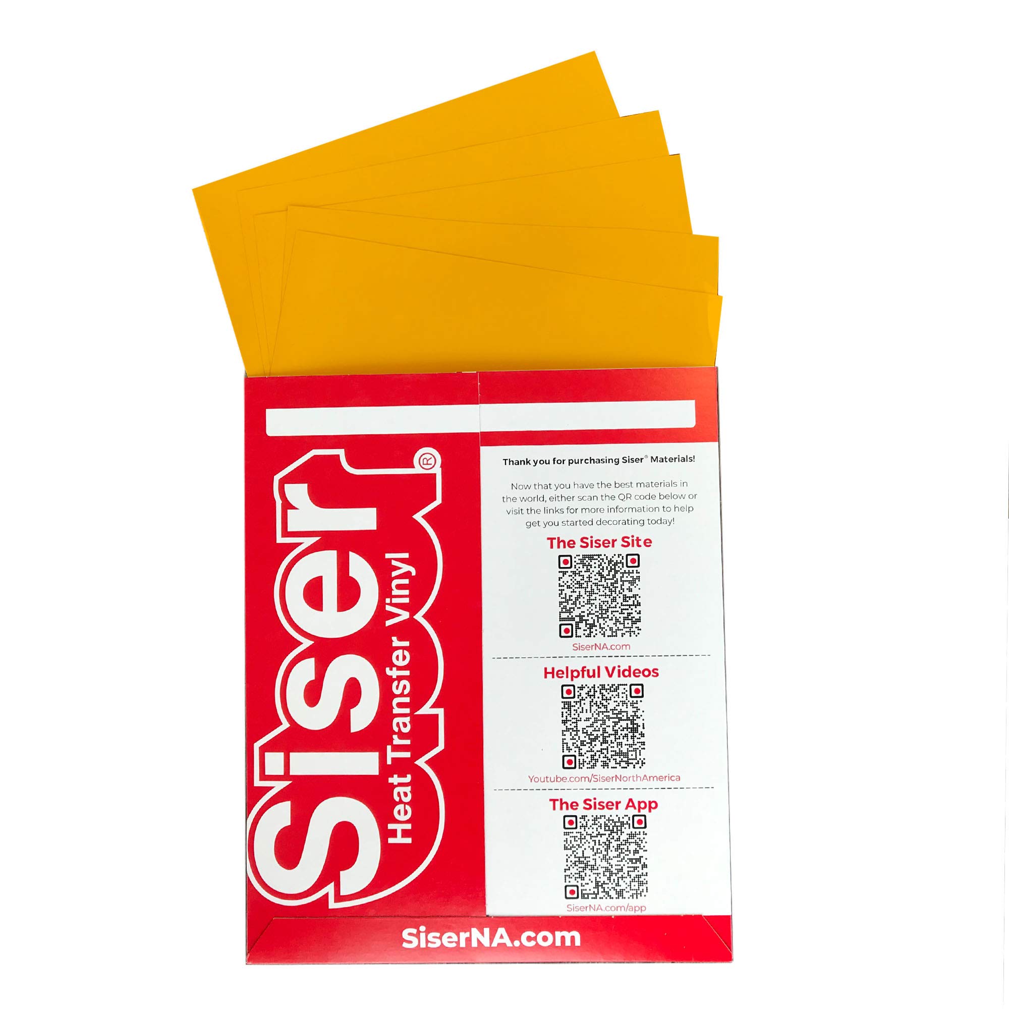 SISER EasyWeed Heat Transfer Vinyl HTV for T-Shirts 12 x 12 Inches 5 Precut Sheets (Yellow)