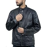 Waabastaa Mens Black Leather Jacket - Real Lambskin Black Leather Jacket For Mens