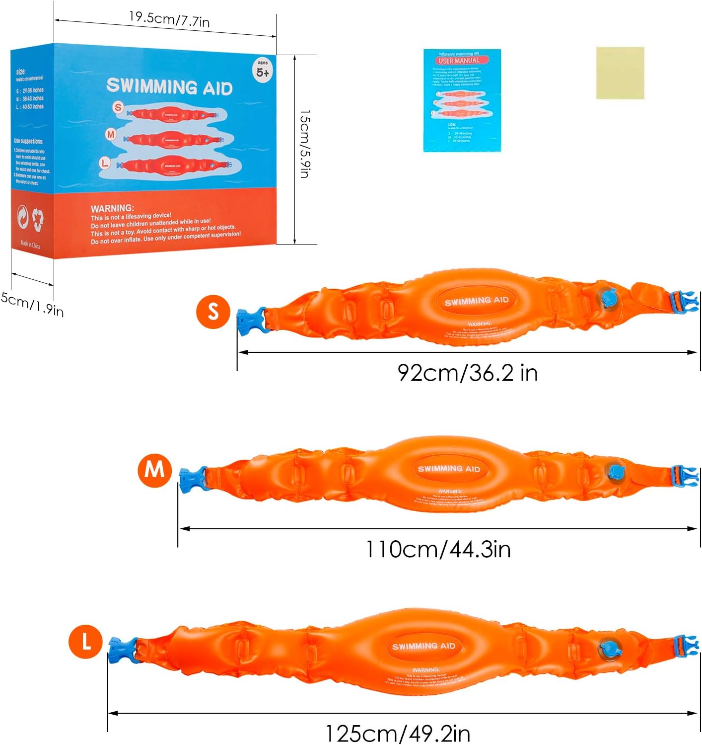 Swim Belt for Kids Adults, 3pcs Inflatable Safety Swim Training Aid Floatation Belt, Portable PVC Buoyancy Belt Pool Float for Swim Learning Beginners: Sports & Outdoors