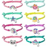Girls Unicorn Mermaid Bracelets for Kids Friendship Jewelry Lovely Best Friend Gift Matching Couples Gift Panda Rainbow Pendants BFF String Wristband Pretend Play Bracelet Bulk Bracelet 8pcs-Style 2