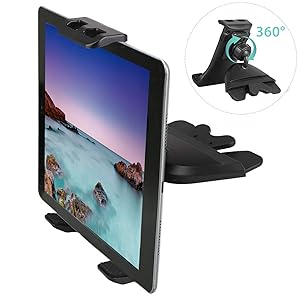 LinkStyle 2 in 1 CD Slot Tablet Car Mount, Universal CD Player Car Phone Mount Compatible with Samsung Galaxy/iPad Mini/iPad Air/iPad Pro/iPhone Xs Max/XS/XR/GPS (4"-12" Tablets & Cellphones)-Black