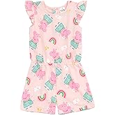 Peppa Pig Girls French Terry Sleeveless Romper Toddler to Little Kid