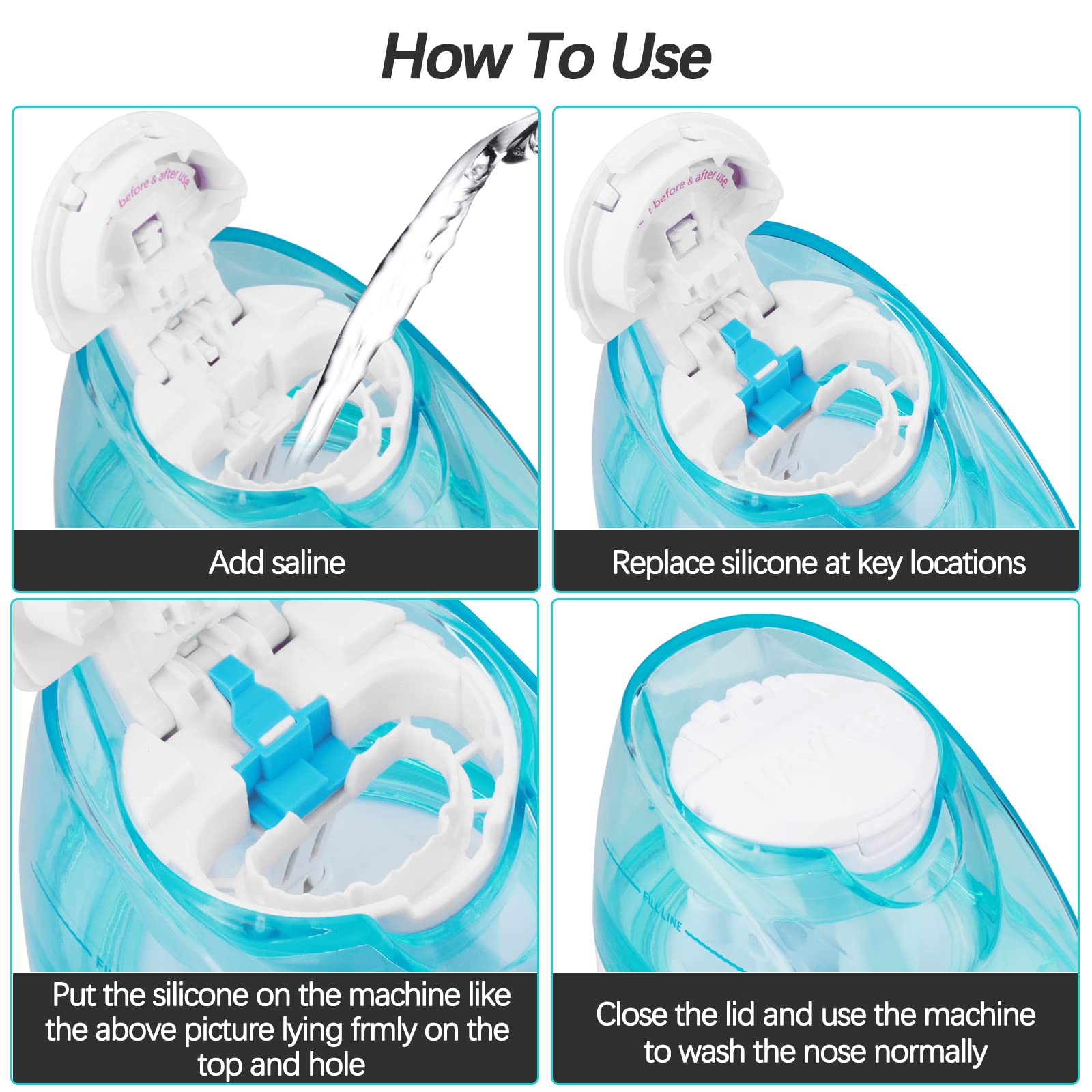 Silicone Saltwater Pods Refills Accessories Compatible with Navage Nasal Care - Save Saltwater Pods for Easy Operation (10 Pack-Blue)