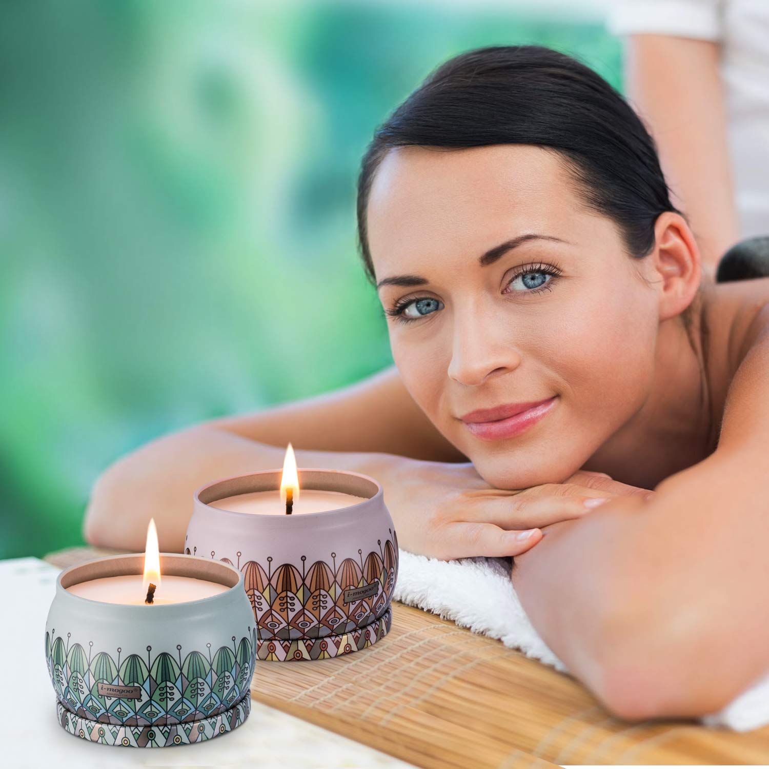 Amexi Duftkerze Jasmin, Flieder, Lavendel, Rose Duftkerzen 100% Sojawachs Aromatherapie Kerze 40Std 154g (Jasmin, Flieder)