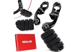 Benlari Highway Pegs,1.25" Highway Footpegs 304 Stainless Steel Fit for Harley Davidson Touring Street Glide Road Dyna Sportster fits 1-1/4"(32mm) Engine Guard Black(Short Angled)