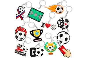 Batiyeer 36 Pack Soccer Keychains Bulk Party Favors Sports Ball Key Chains Funny Keyring Gifts for Birthday Supplies