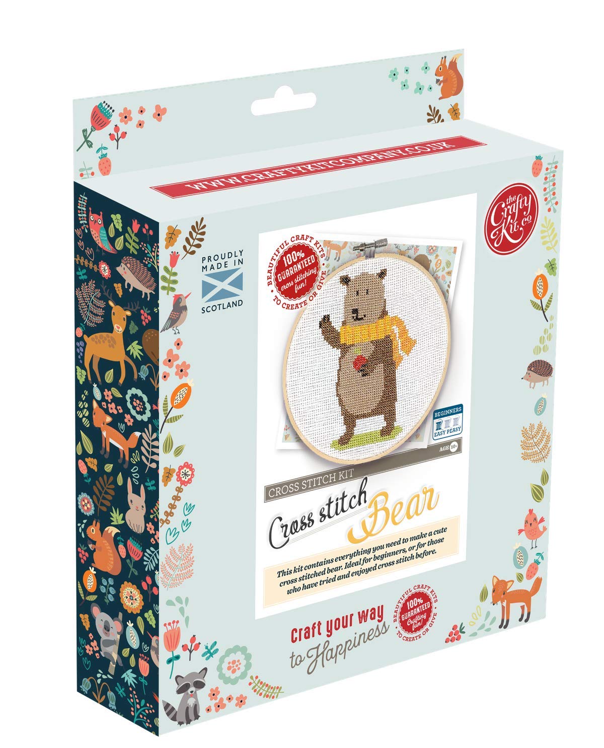 The Crafty Kit Company Bear DIY Cross Stitch Craft Kit for The Holidays – Made in The UK