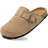 Kids Suede Clogs Boys Girls Mules Cork Genuine Leather Sandals with Adjustable Buckle Slippers Potato Shoe Indoor Outdoor Slip On Slide for Big Kids