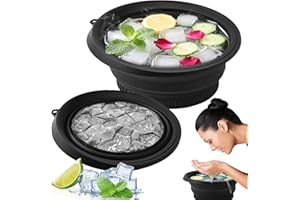 Arflimar Face Bowl for Ice with Built-in Icetray, Foldable Silicone Facial Plunge Bowls, for Home Ice Bath Washbasin, Black