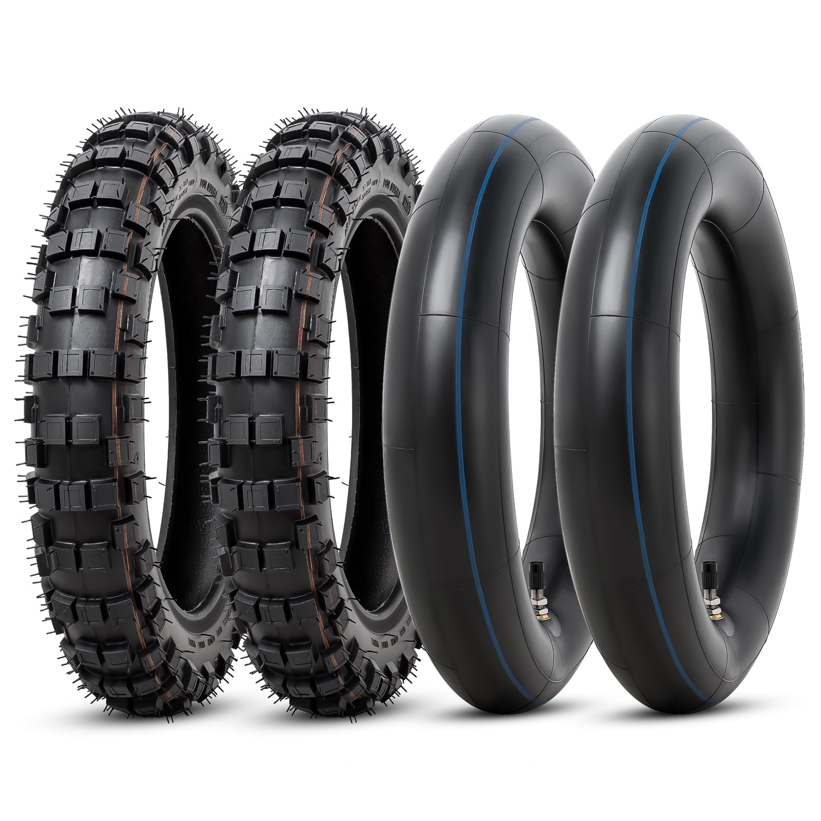 Photo 1 of 2 PCS 2.50-10 (4PR TT) 33J Off Road Mini Dirt Bike Front/Rear Tires and 2 PCS Heavy Duty Inner Tubes Compatible with 2.5-10 Off Road Dirt Bike Pit Bike/Motorcycle Tires (P-259)