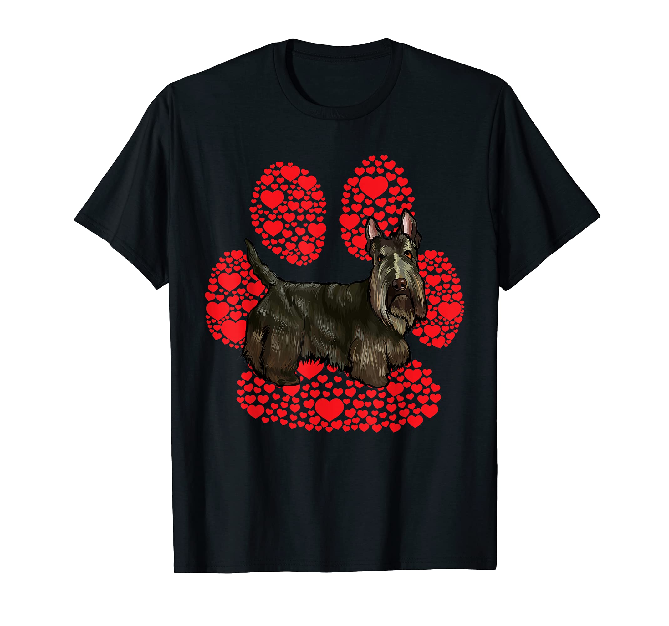 Scottish Terrier Valentines Day Dog Love Paw T-Shirt