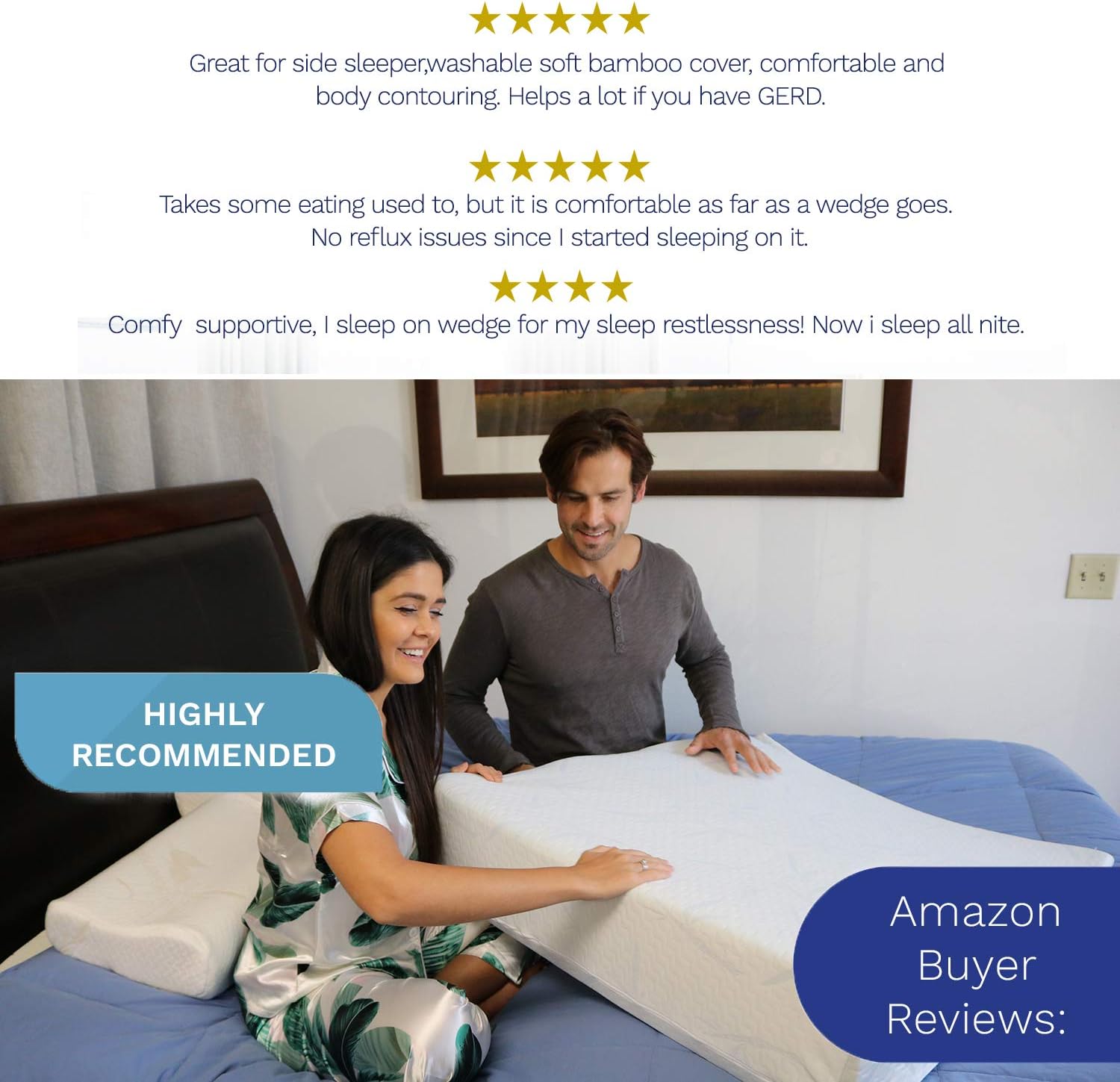 Back Support Systems Bed Wedge for Acid Reflux. One-inch Premium Memory Foam. Helps Relieve GERD, Circulation & Breathing Issues, Back & Hip Pain. (Large 38" Width): Kitchen & Dining