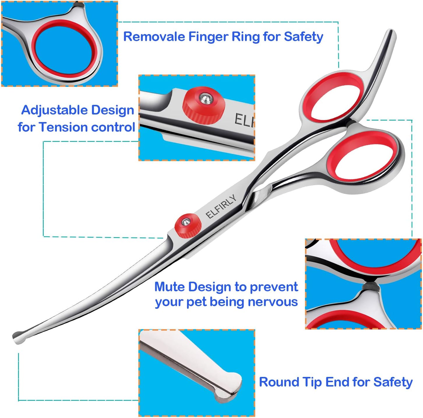 Elfirly Dog Grooming Scissors Set including Safety Round Tip (2 Pack - Image 4