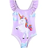 Ghteas Toddler Girls Bathing Suit One Piece Ruffle Strap Cute Swimsuits Little Kids Beach Pool Quick Dry Swimwear 2t-10