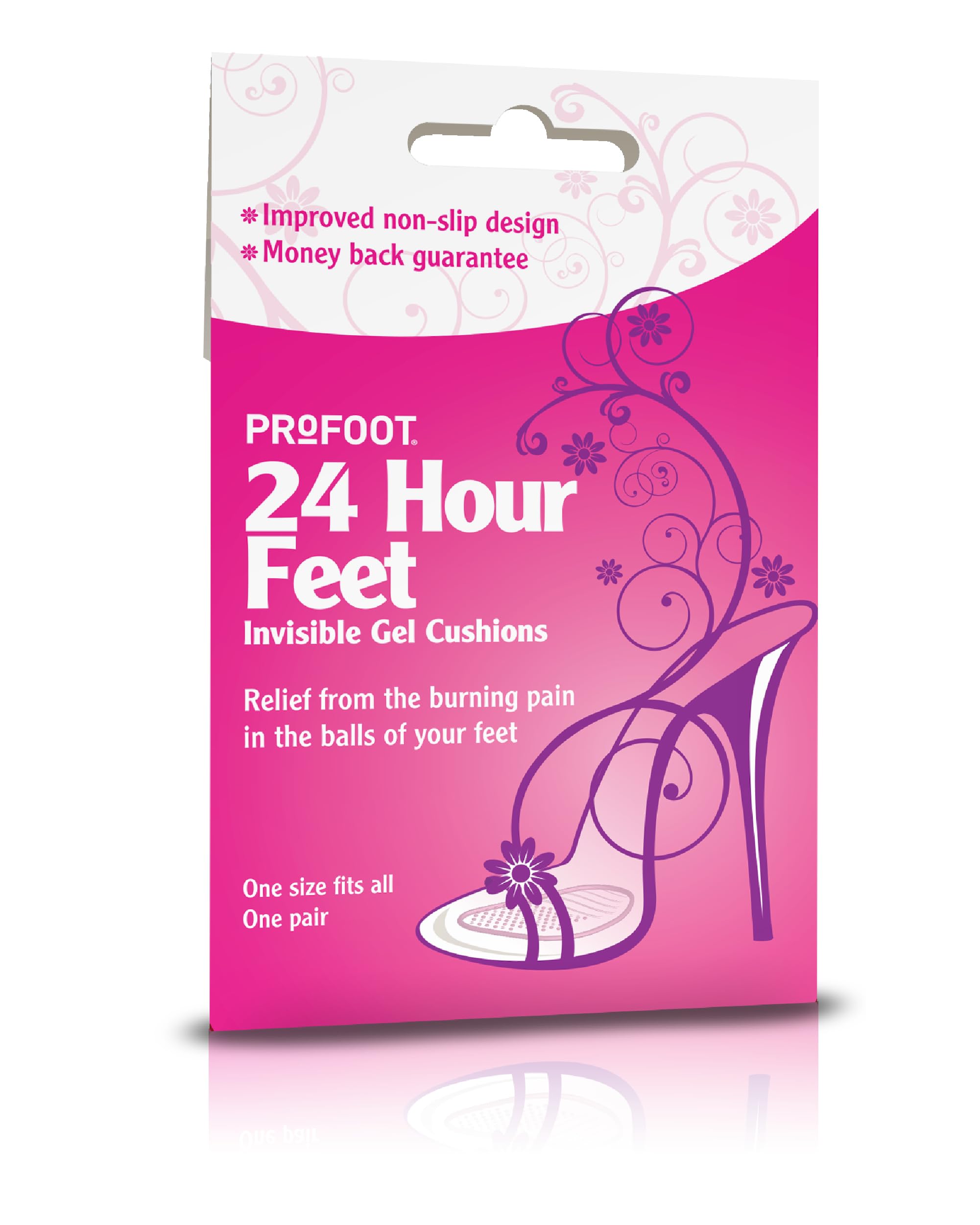 Profoot 24 Hour Feet - Invisible Gel Cushions - Comfortable Cushions for Metatarsalgia and Morton's Neuroma - Provides Relief from Burning Pain on Balls of Feet (2 Pairs)