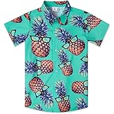westwolf Little Big Boys Hawaiian Shirts Button Down Short Sleeve Tops Hawaiian Shirt for Kids 3-14T