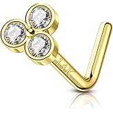 Agrewd Dainty Flower 14K Gold Nose Studs 20G 7MM Gold Screw Nose Rings 14K Gold Nose Piercing Jewelry