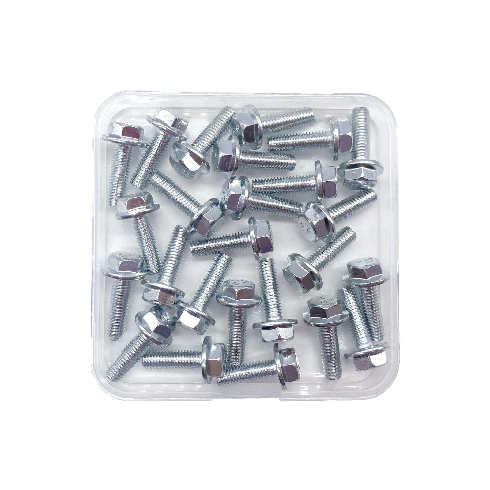 Photo 1 of M6-1.0 x 20mm Flanged Hex Head Bolts, Flange Hexagon Screws, Flange Hex Drive Screws, White Zinc, 25pcs