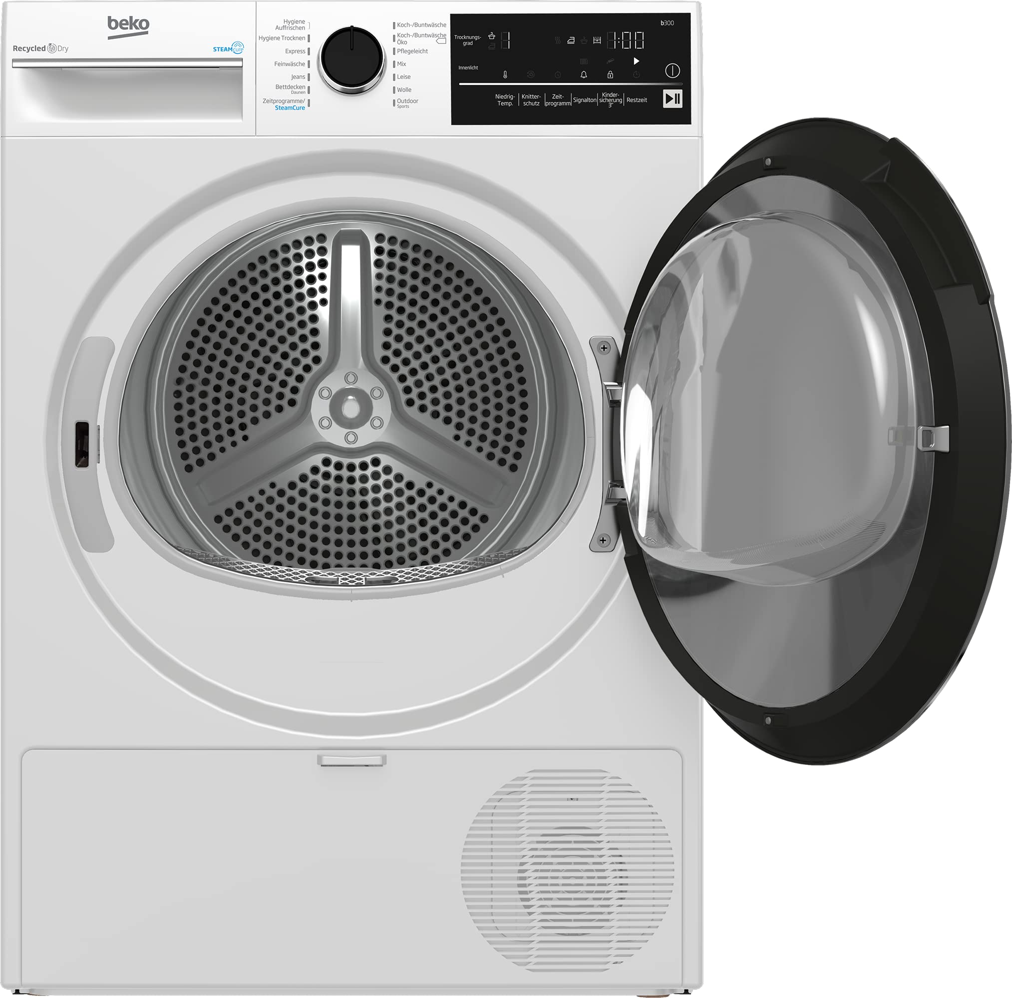 Beko B3T42240S b300 Wärmepumpentrockner, 8 kg, allergikergeeignet, Hygiene Trocknen & Hygiene Auffrischen, SteamCure - Dampffunktion, 14 Programme, Weiß 6