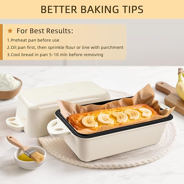 AILITOR 9X5 ENAMELED CAST IRON LOAF PAN WITH LID – 2 IN 1 BREAD PAN FOR BAKING HOMEMADE SOURDOUGH