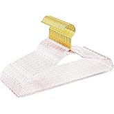 50 Pack Clear Plastic Hangers with Pink Glitter, Acrylic, Ultra Slim, Space Saving, for Coats, Pants, Suits, Shirts, Skirts, Dress Clothes