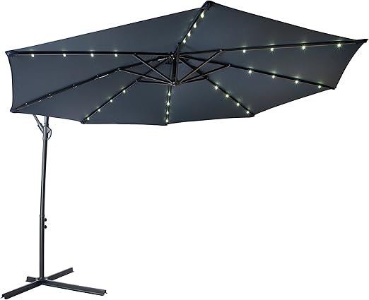 Deluxe Polyester Offset Patio Umbrella With Led Lights 10 By Trademark Innovations Blue Amazon Ca Patio Lawn Garden
