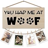 shiviody Dog Picture Frame Photo Holder for Wall, Dog Mom Dad Lovers Owner Gifts for Women Men, Pet Lovers Gifts, You Had Me at Woof Photo Hanging Display Picture Board for Wall Decor