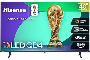 Hisense 40-Inch Class QD4 Series Hi-QLED FHD Smart Fire TV (40QD4QF, 2025 Model) - Quantum Dot Color, DTS Virtual: X, Alexa Built in, Slim Bezel Design