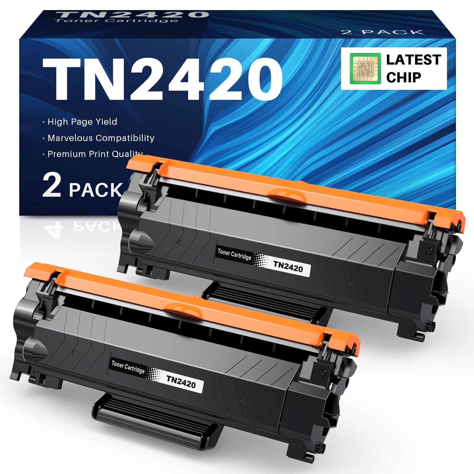 TN2420 TN-2420 TN2410 Toner Cartridges 2-Black Compatible for Brother L2510D L2530DW L2550DN L2310D L2350DW L2370DN L2375DWL2710DN L2710DW L2730DW L2750DW