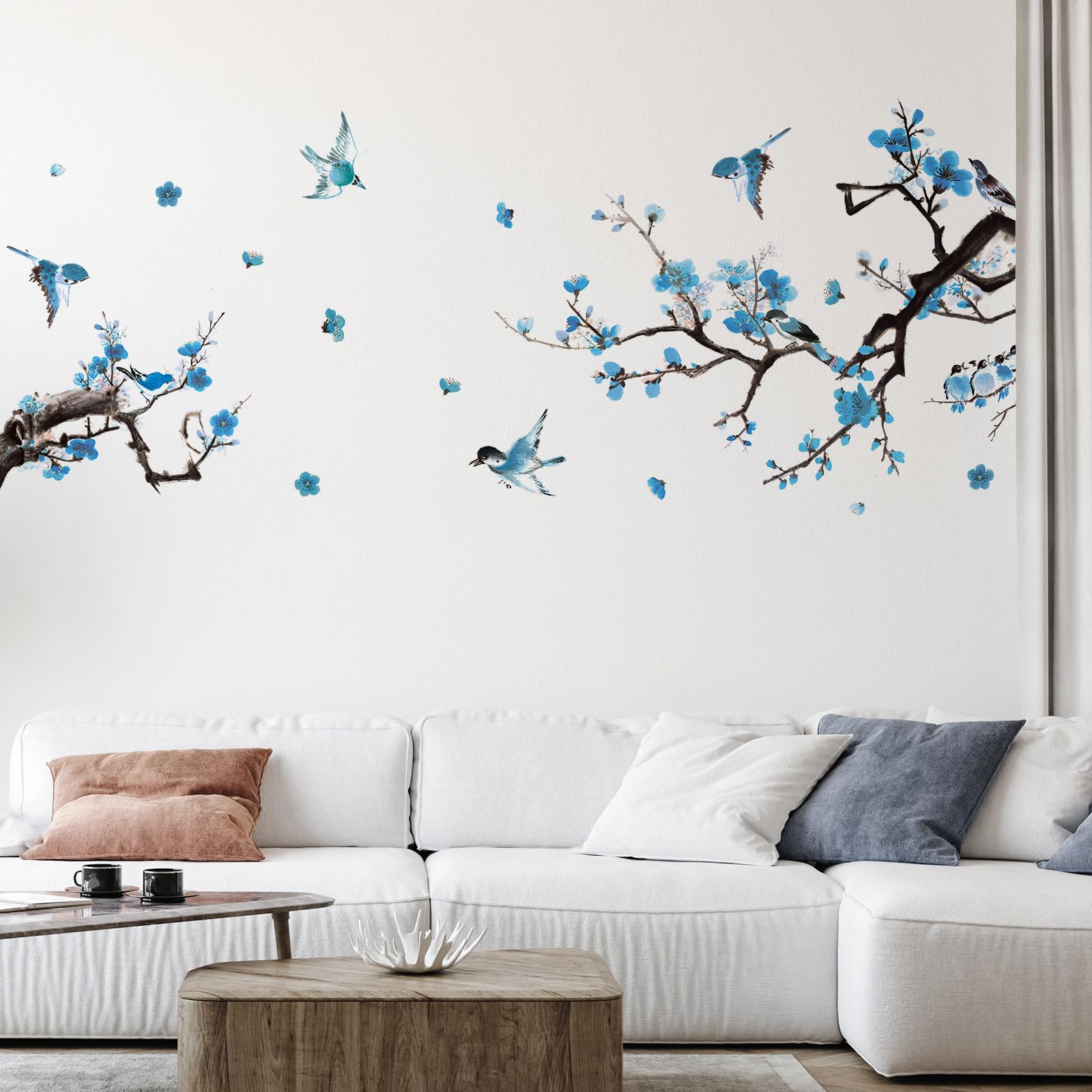 Photo 1 of Zonon 6 Pcs Flowers Wall Decals Stickers Vinyl Removable Peel and Stick Colorful Dragonflies Floral Wall Murals Decor for Bedroom Living Room Nursery(Birds)