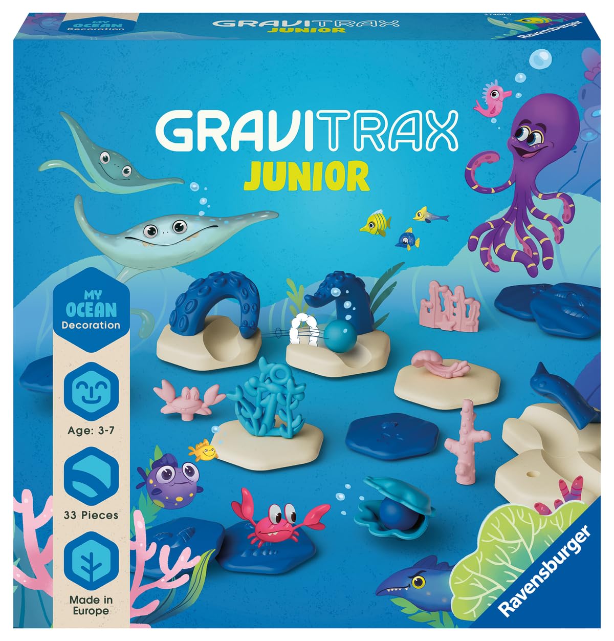 Ravensburger GraviTrax Junior Extension Ocean - Marble Run, STEM and Construction Toys for Kids Age 3 Years Up - Kids Gifts
