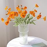 DUYONE Artificial Flowers 6 Stems Poppy Silk Bouquet,for Wedding, Home, Party Decoration,Table Centerpiece Arrangement(Orange)