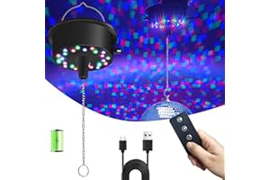 Disco Ball Motor with Lights with Remote, Palujorty 5 RPM-9 RPM 24 LED Mirror Ball Motor with Lights for 4" 6" 8" 12" Balls for Party(USB/Battery Powered)