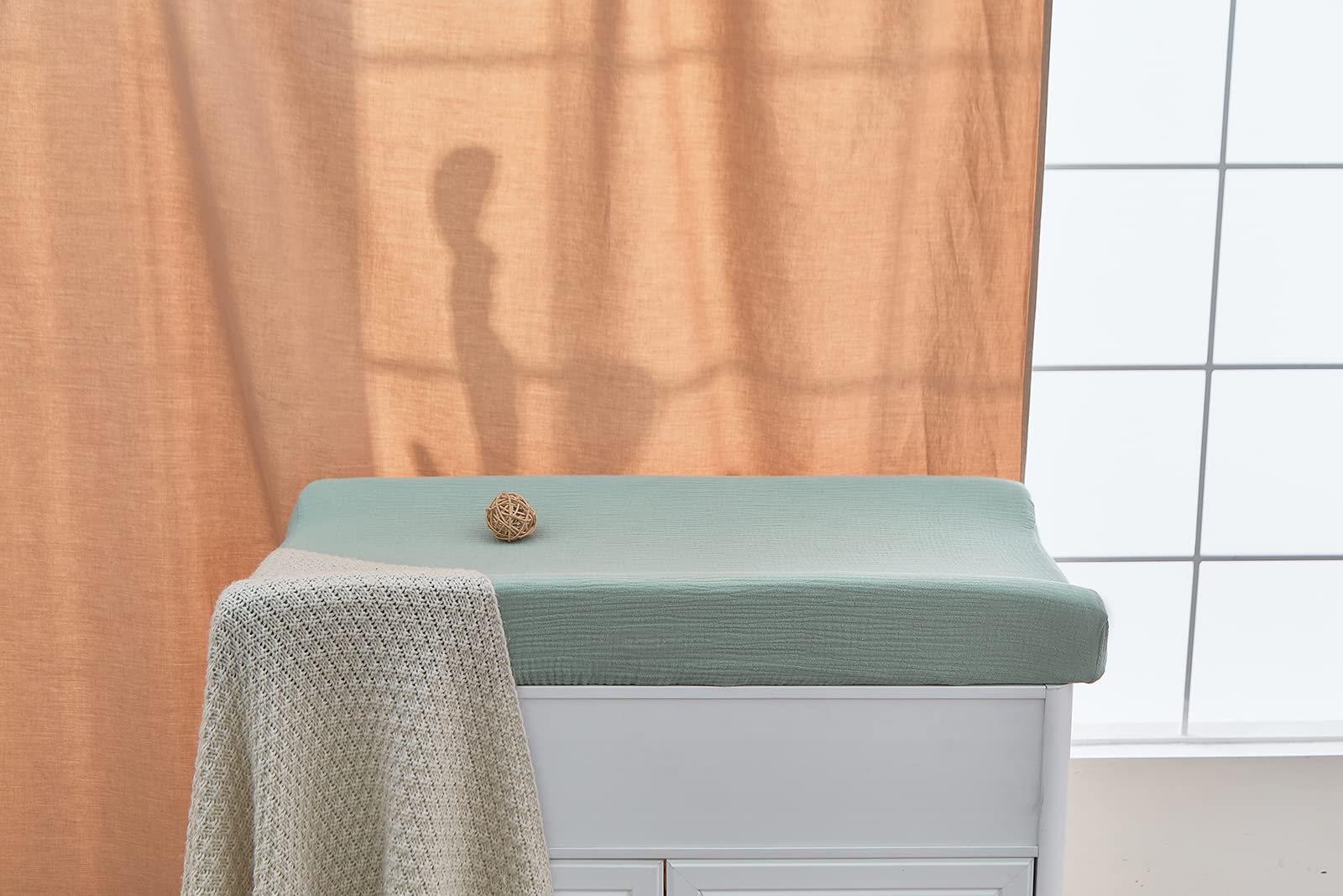 Muslin Changing Pad Cover,Ultra Soft Breathable Diaper Changing Table Cover for Baby Boys Girls,Neutral Fitted Changing Pad Sheets