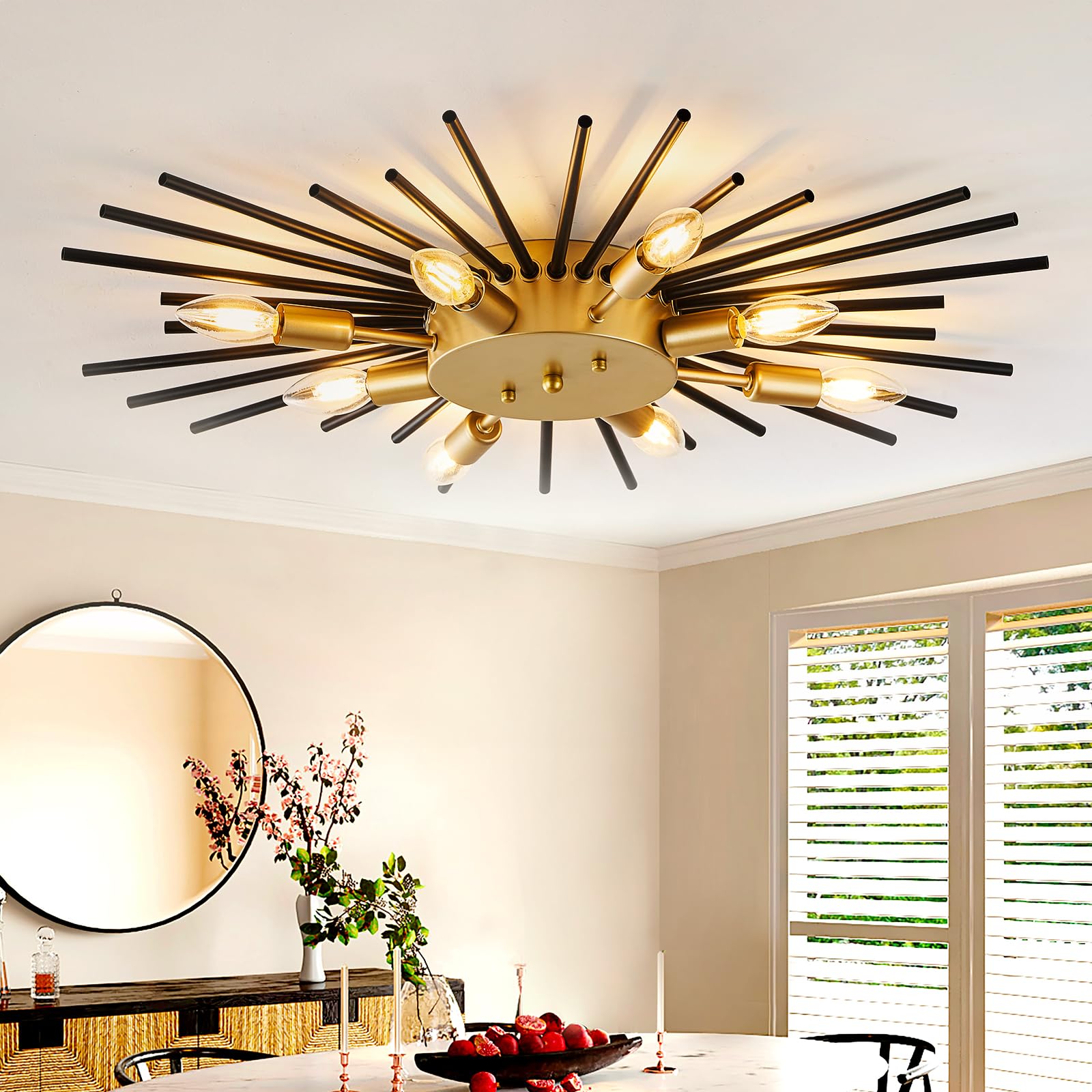 Hoengles Semi Flush Mount Ceiling Light Mid-Century Starburst Modern ...