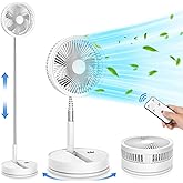 Portable Foldable Rechargeable Oscillating Fan - 8.6" 8000mah Remote Fan | Battery Operated USB C Small Fan Quiet Table Desk Fan Folding Standing Pedestal Fan for Bedroom Rome Office Camping Travel