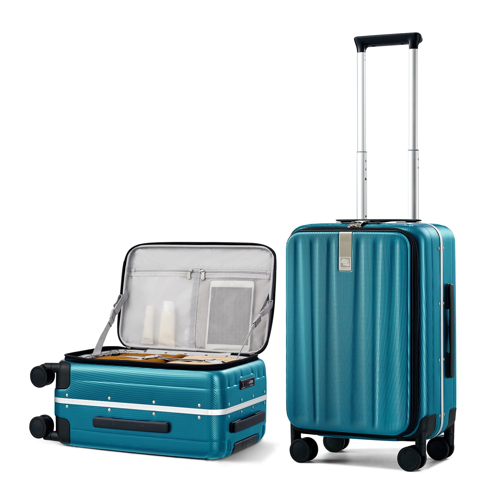 Photo 1 of Hanke 20 Inch Carry On Luggage Hard Shell Top Opening Aluminum Frame Hardside Suitcase with Spinner Wheels, Durable Rolling Luggage for Men & Women Travel, Christmas & Birthday Gifts, Caribbean Blue