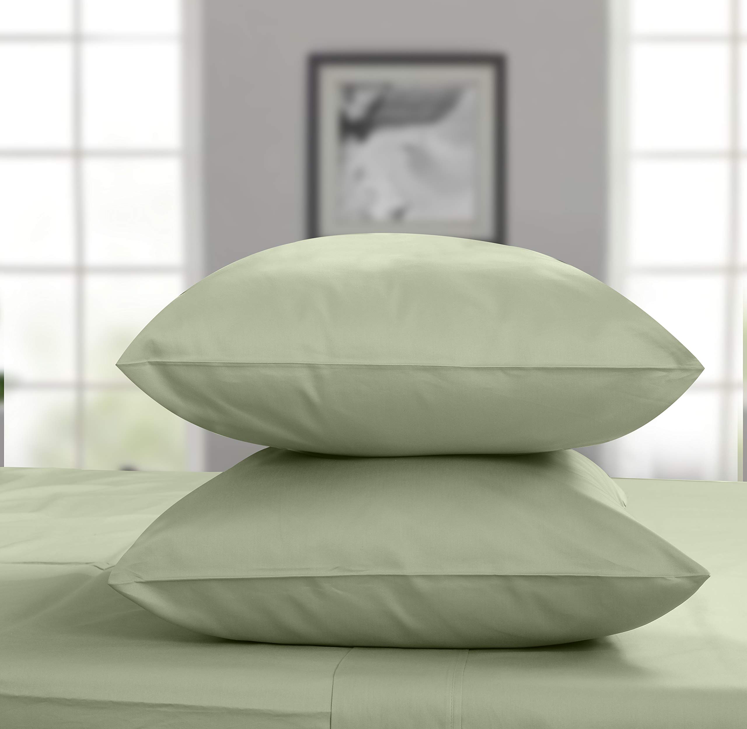 Photo 1 of Threadmill Luxury King Size Pillow Cases - 2 Piece Set | 800 Thread Count Sateen Weave | 100% Cotton Pillow Covers - Extra Long Staple Cotton - Comfortable Sage Green