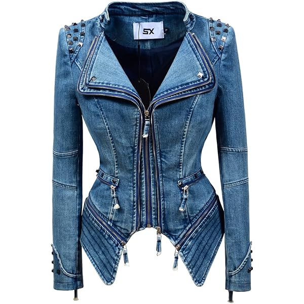 ジャケット・アウター denim jacket type leather jacket Men's Leather Denim Jacket Fashion Slim Calfskin Cropped