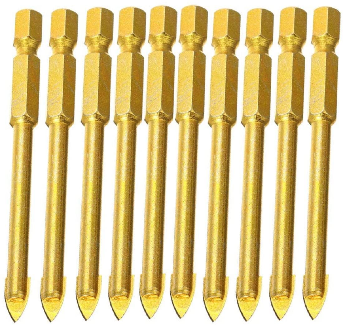 Boxonly 10Pcs Drill Bit Set Carbide Tungsten Tile Glass Ceramic Flat Spear Head Drill Bits 8mm