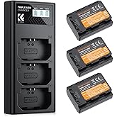 K&F CONCEPT 3-Pack NP-FZ100 Battery and Upgraded LCD Battery Charger Compatible with Sony A7iii, A7iv, A7C, FX3, FX30, A9, A6600, A6700, ZV-E1, ZV-E10ii, Alpha 9, A9S, A7R III, A7R IV, A7RV, 2280mAh
