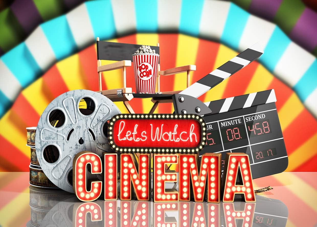 WOLADA 7x5ft Movie Baby Birthday Backdrop Cinema Kit Ceremony Photography Backdrop Baby Newborn Portrait Show Party Decor Banner Photography Background Props Photographer Picture 11332