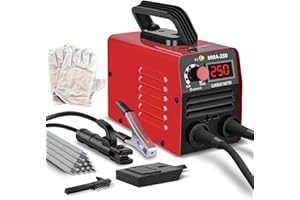 HGNVGZ Super Mini Stick Welder Machine,110V 250A ARC Portable MMA Welding Machine for Beginners,Welding Machine with 10pcs Welding Rod Tools,IGBT Inverter Welder,Hot Start Arc Force Anti-stick (Red)
