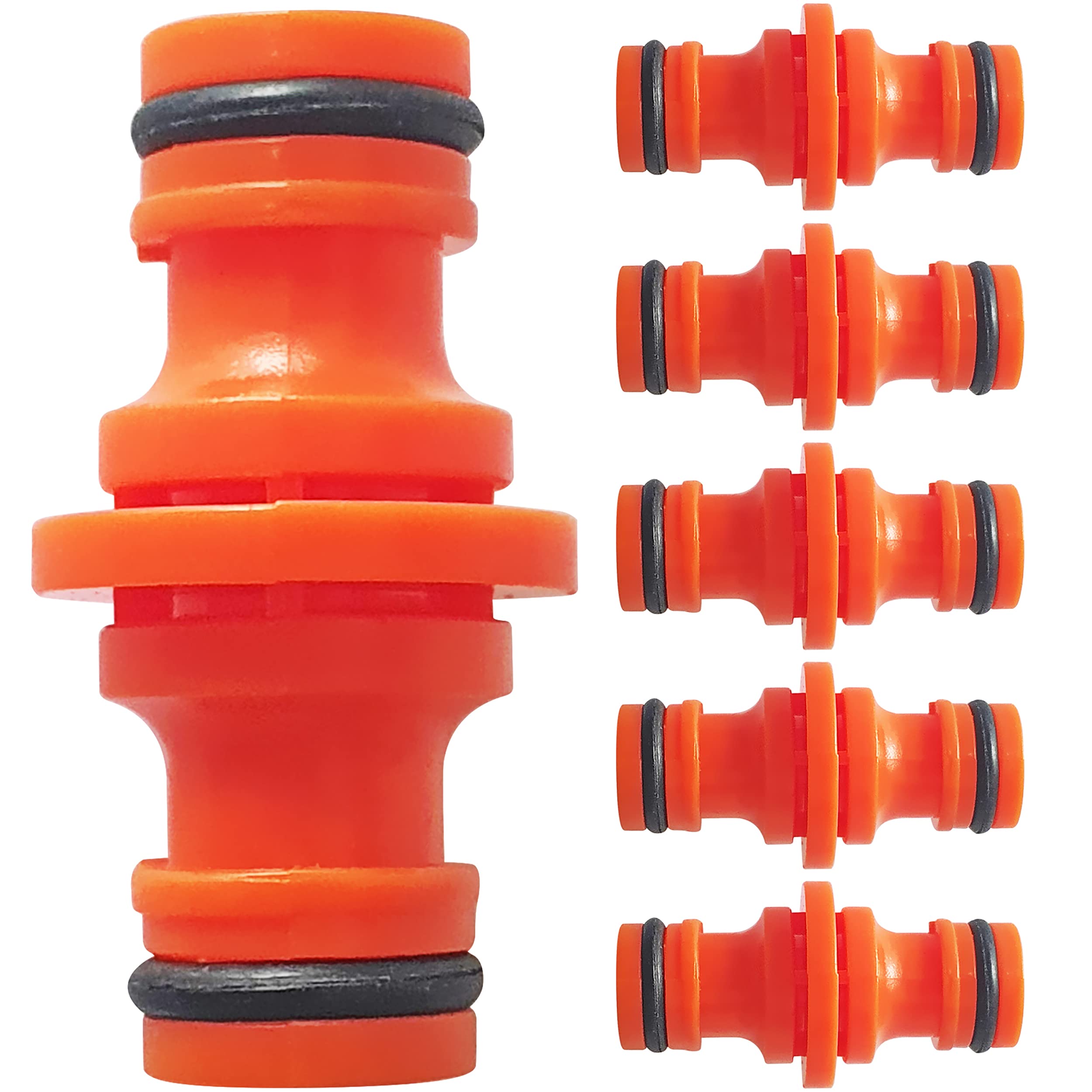 Double Male Hose Pipe Connectors for Joining Hose Pipes Orange 6 Pack